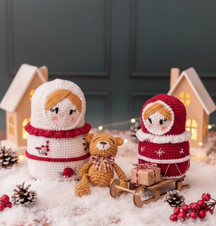 Noël gigogne – Poupées russes encastrable et son petit ourson